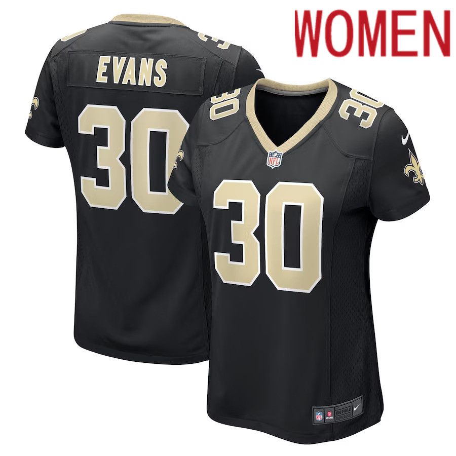 Women New Orleans Saints #30 Justin Evans Nike Black Game Player NFL Jersey->customized nfl jersey->Custom Jersey